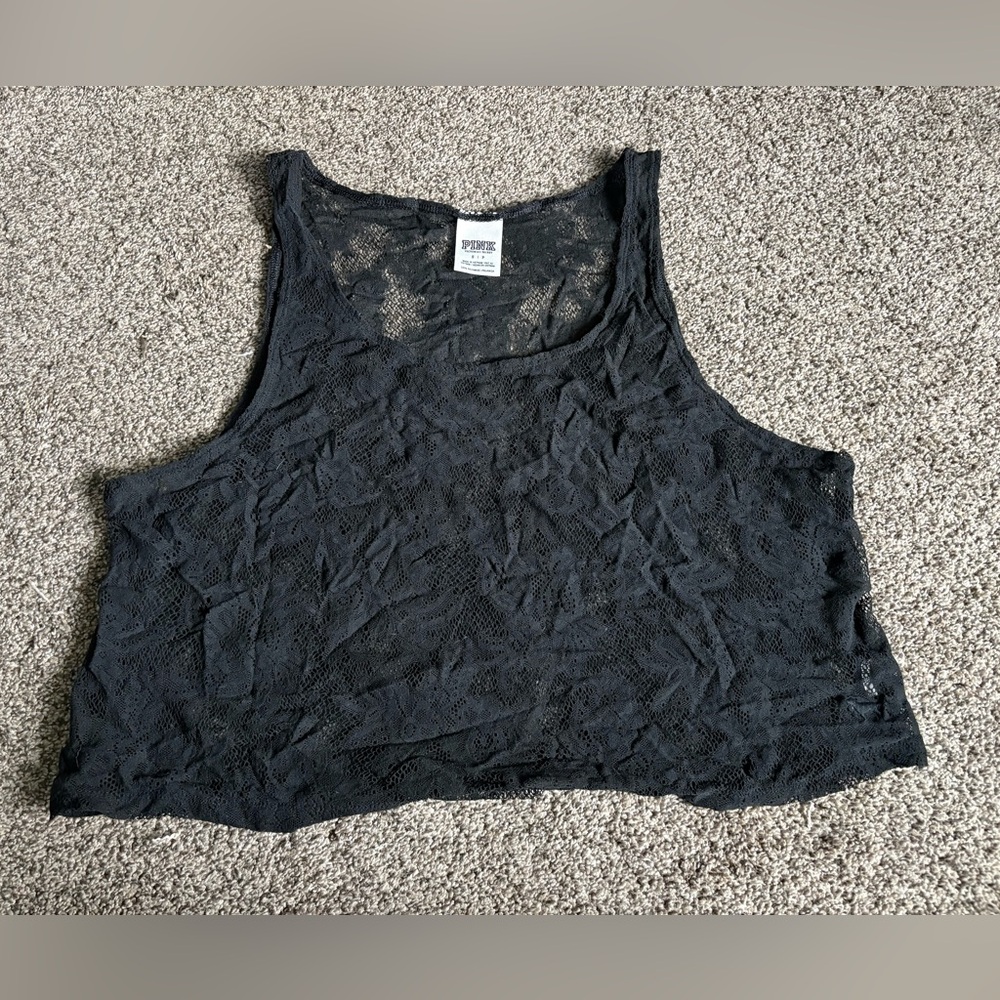 Victoria’s Secret PINK lace crop tank top in size small